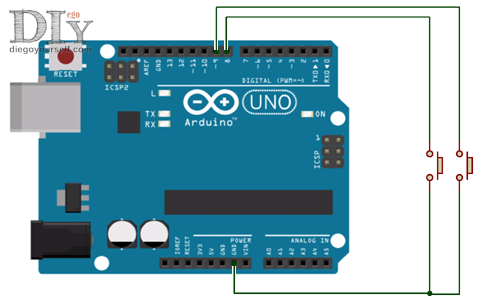 Deux boutons branchés en pull-up interne