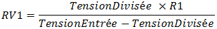 Valeur d'une résistance variable sur un pont diviseur
