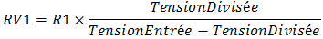 Valeur d'une résistance variable sur un pont diviseur