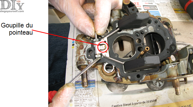 Solex 28-34 Z10 axe des flotteurs