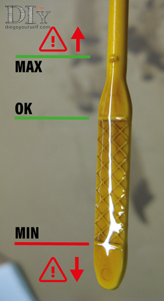Repères sur la jauge à huile moteur