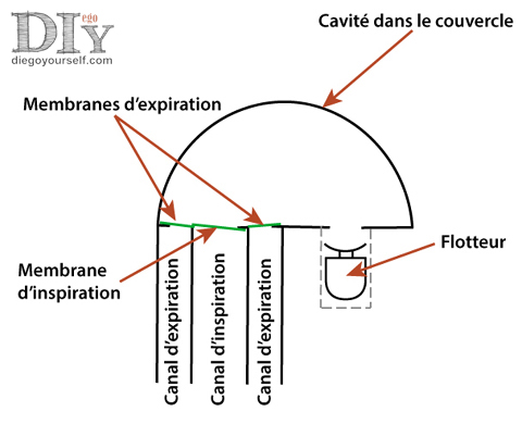 Masque Décathlon : schéma des éléments du tuba